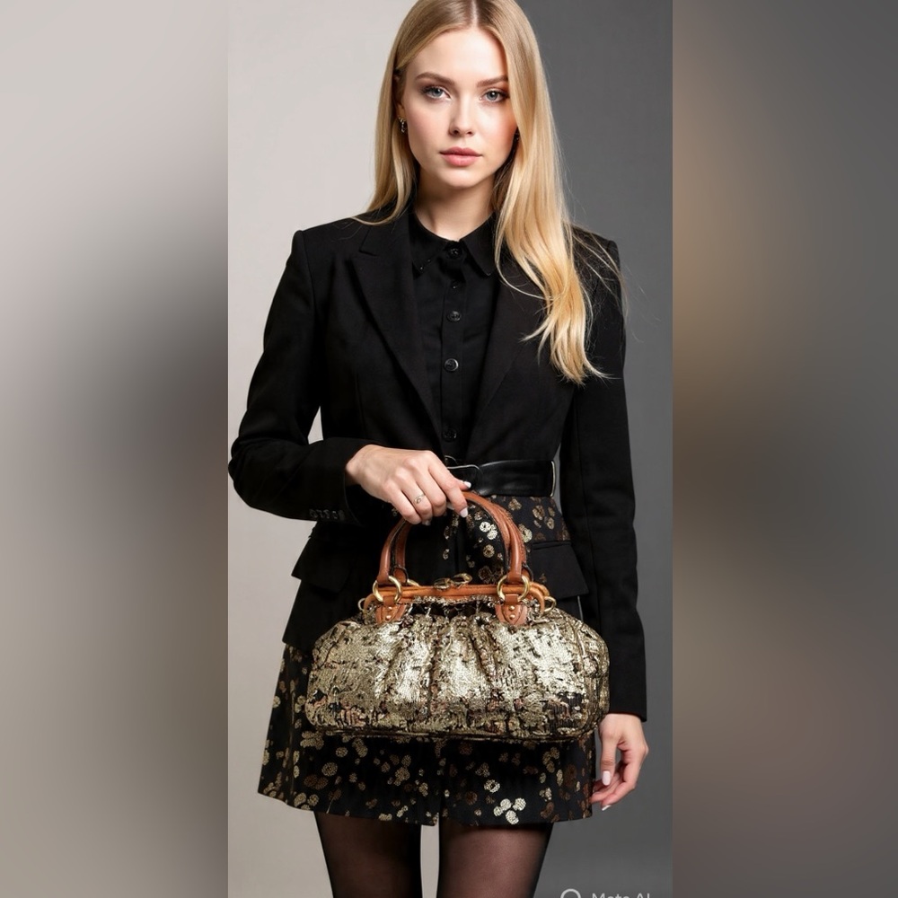✅❤️Rare✅Iconic MARC JACOBS
Bronze Sequined New York Rocker Stam Bag✅❤️